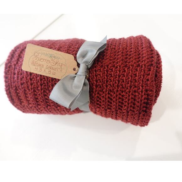 An AUTUMN GARNET HUG Crochet Baby Afghan Blanket - Picture 8 of 11